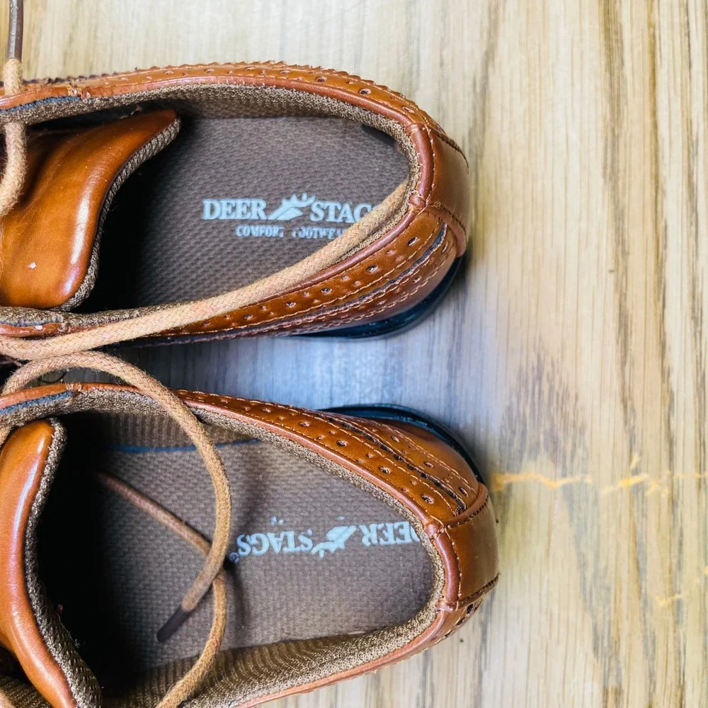 Deer Stags ACE Brown Leather Oxford Shoes‎ Boys 13M Dress Wingtip Brogue